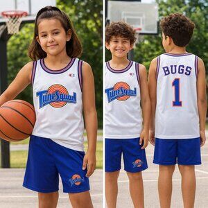 Space Jam Tune Squad Bugs Bunny #1 Youth Jersey XL Shorts L Champion Set NWT
